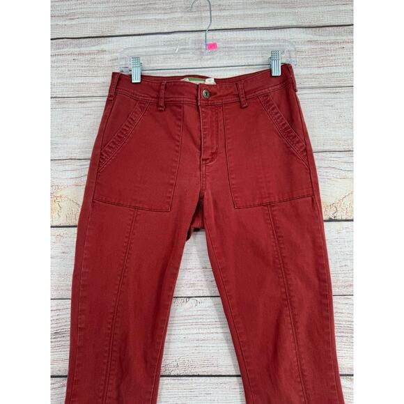 Anthropologie Green Dot Front Seam Pants Women's Size 27 Brick Red - Picture 3 of 10
